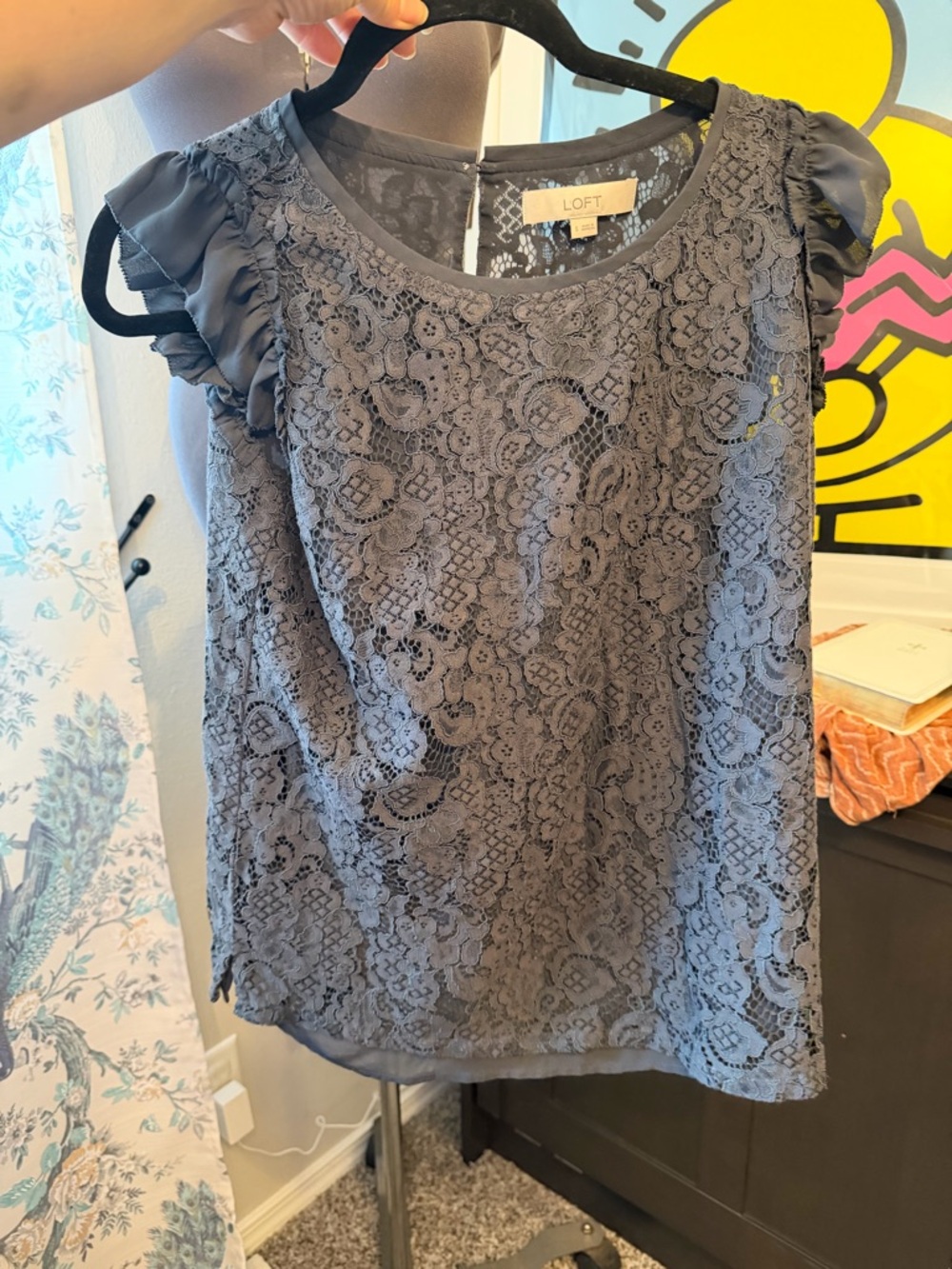 LOFT Lace Flutter Sleeve Camisole - Gray